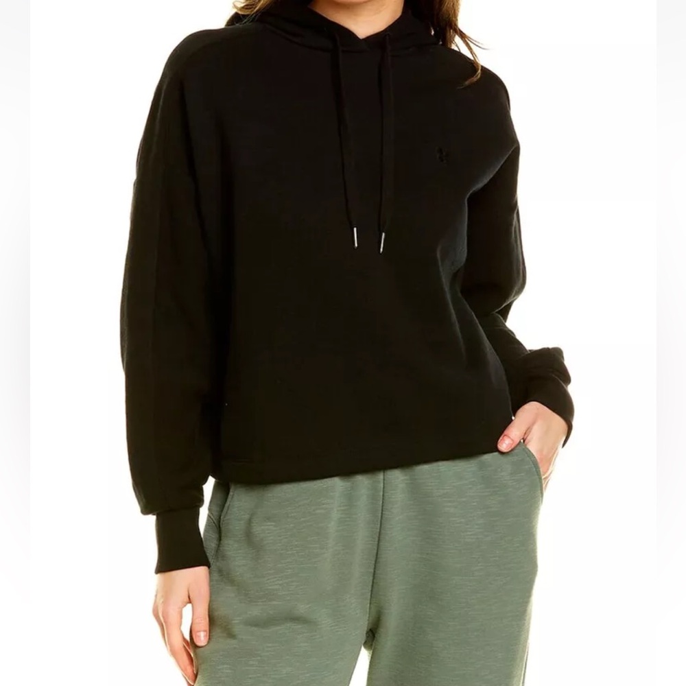 SWEATY BETTY Essentials Cropped Hoodie Sweatshirt Size XXL Black Cotton